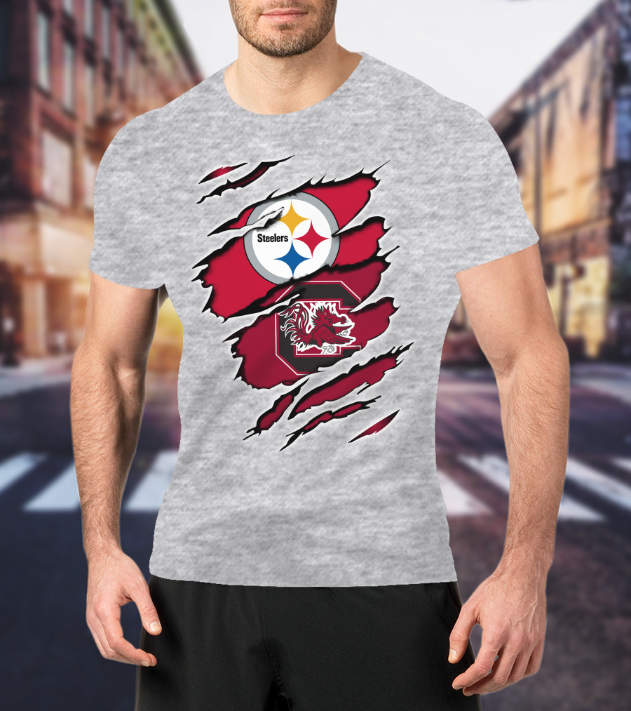Steelers Gamecocks Ripped T-Shirt