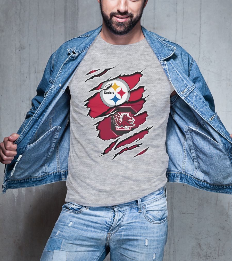 Steelers Gamecocks Ripped T-Shirt