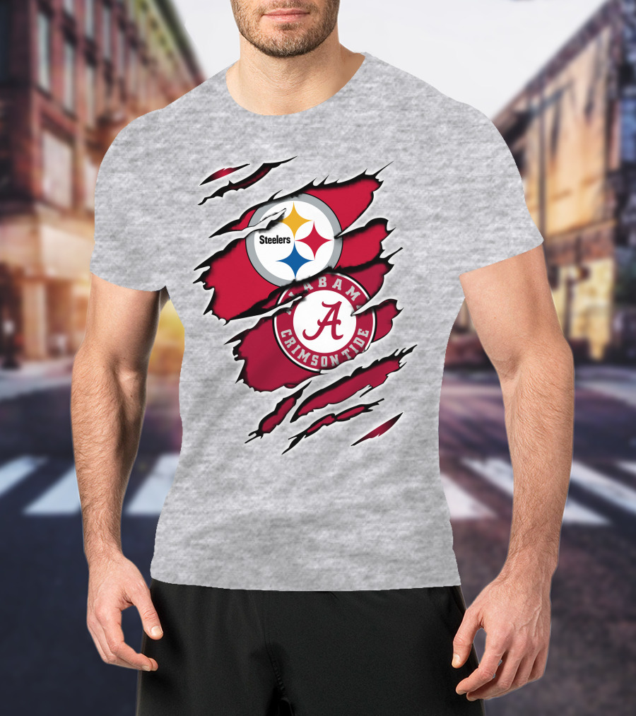 Steelers Alabama Crimson Tide Fan Logo Collaboration T-Shirt