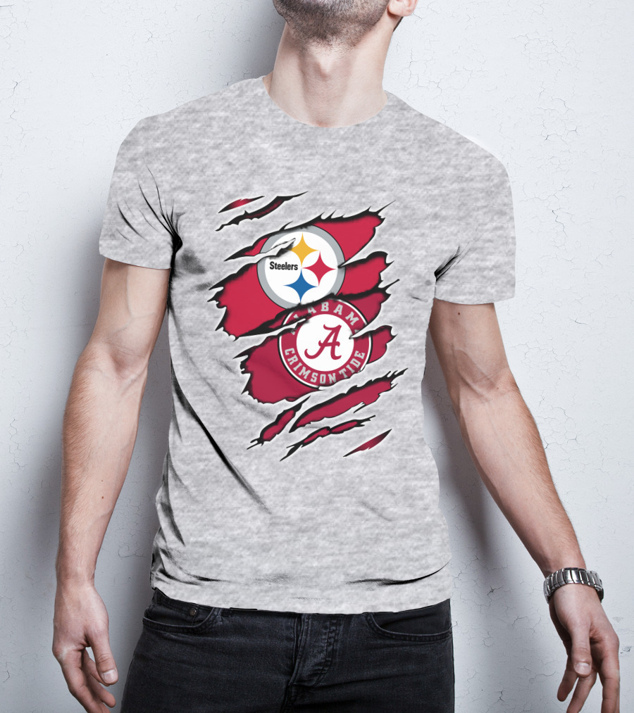 Steelers Alabama Crimson Tide Fan Logo Collaboration T-Shirt