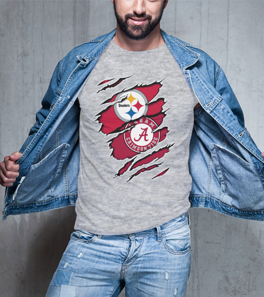 Steelers Alabama Crimson Tide Fan Logo Collaboration T-Shirt