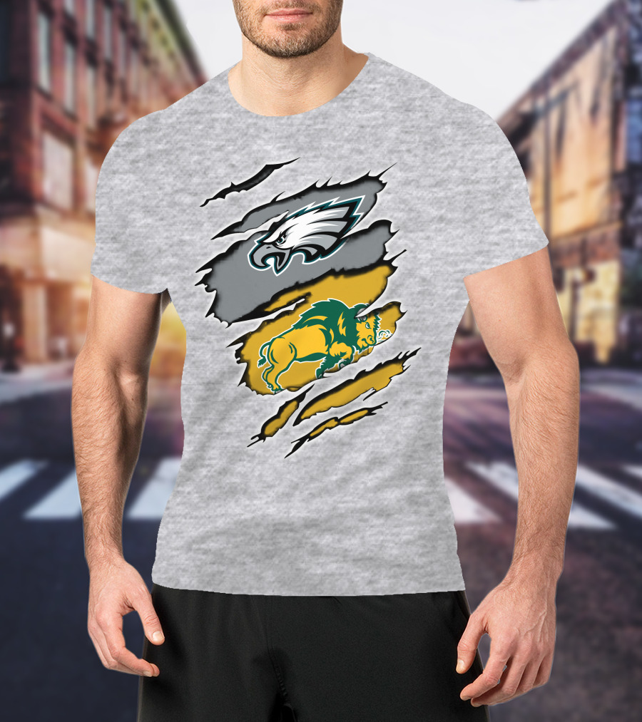 Eagles Dakota Bison Football Fusion Ripped Claw T-Shirt