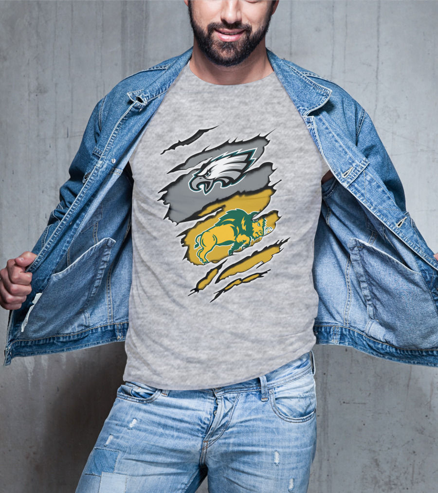 Eagles Dakota Bison Football Fusion Ripped Claw T-Shirt