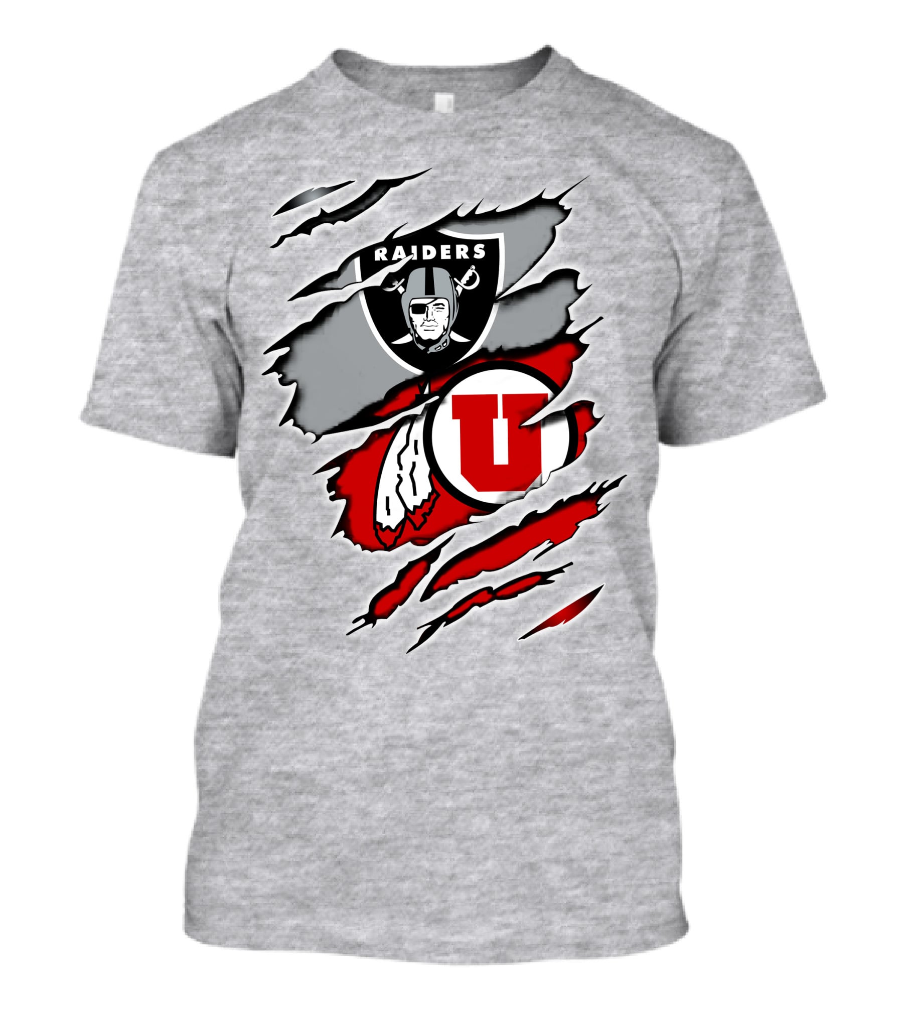 Raiders And Utes Logo Mashup With Shield And Feather Elements T-Shirt