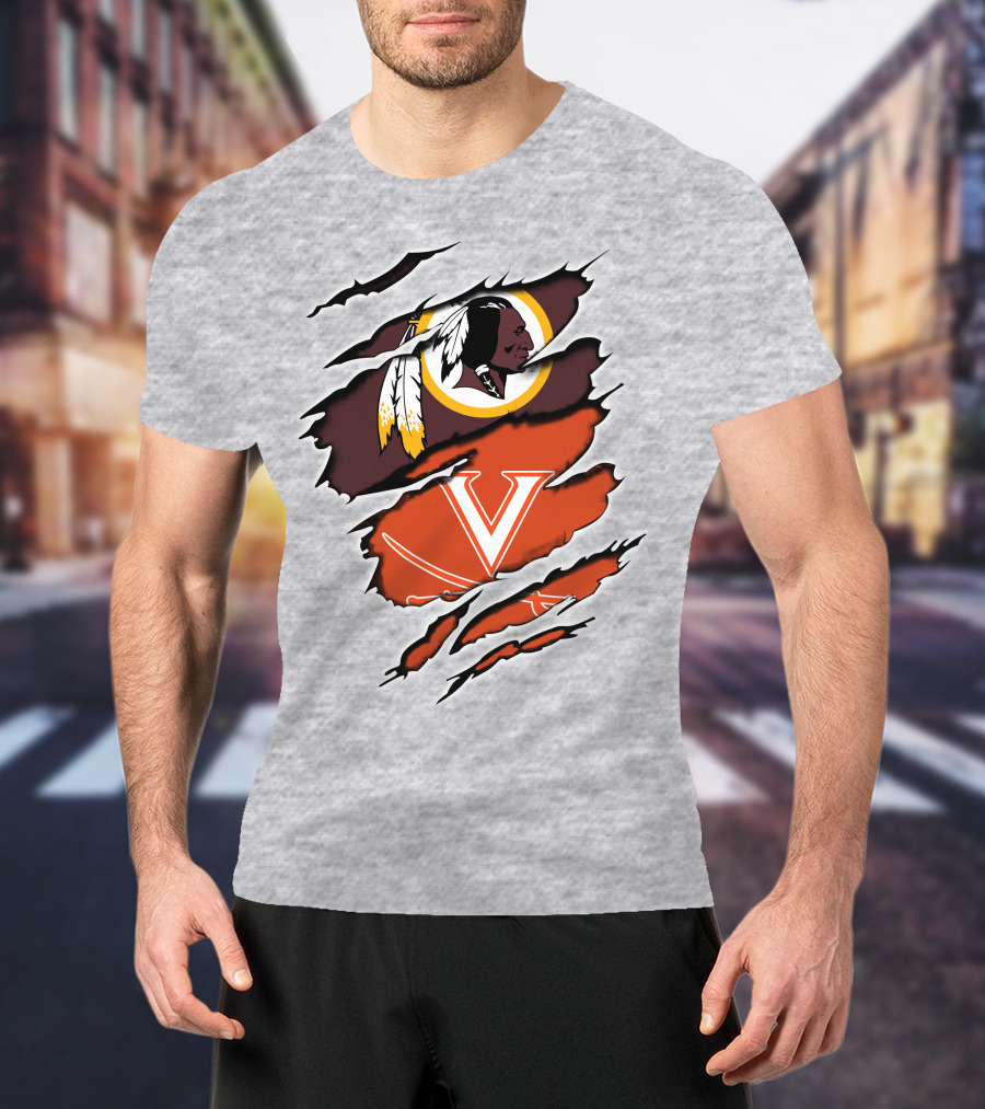 Redskins Virginia Cavaliers Logo Mashup T-Shirt