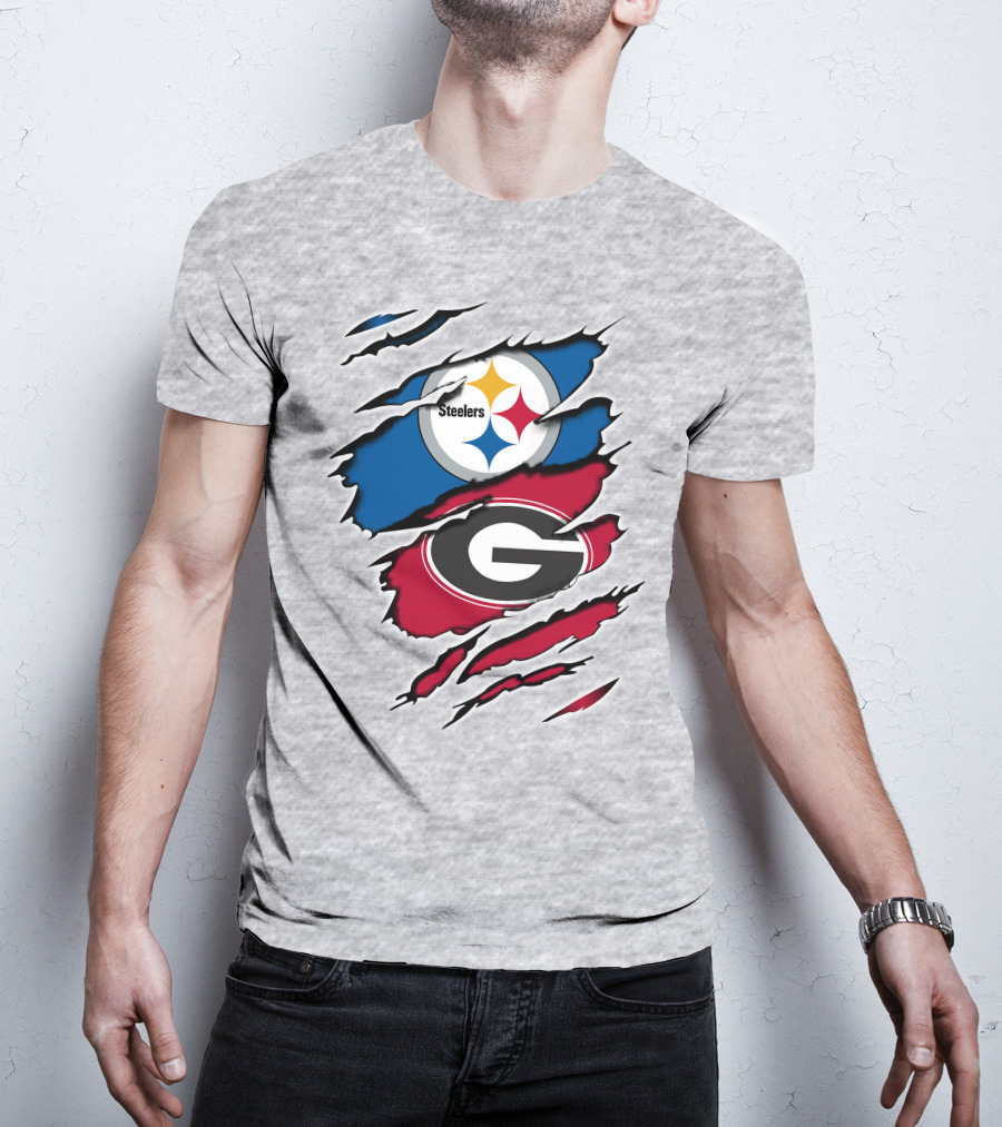 Steelers Georgia Bulldogs Fan Crossover T-Shirt