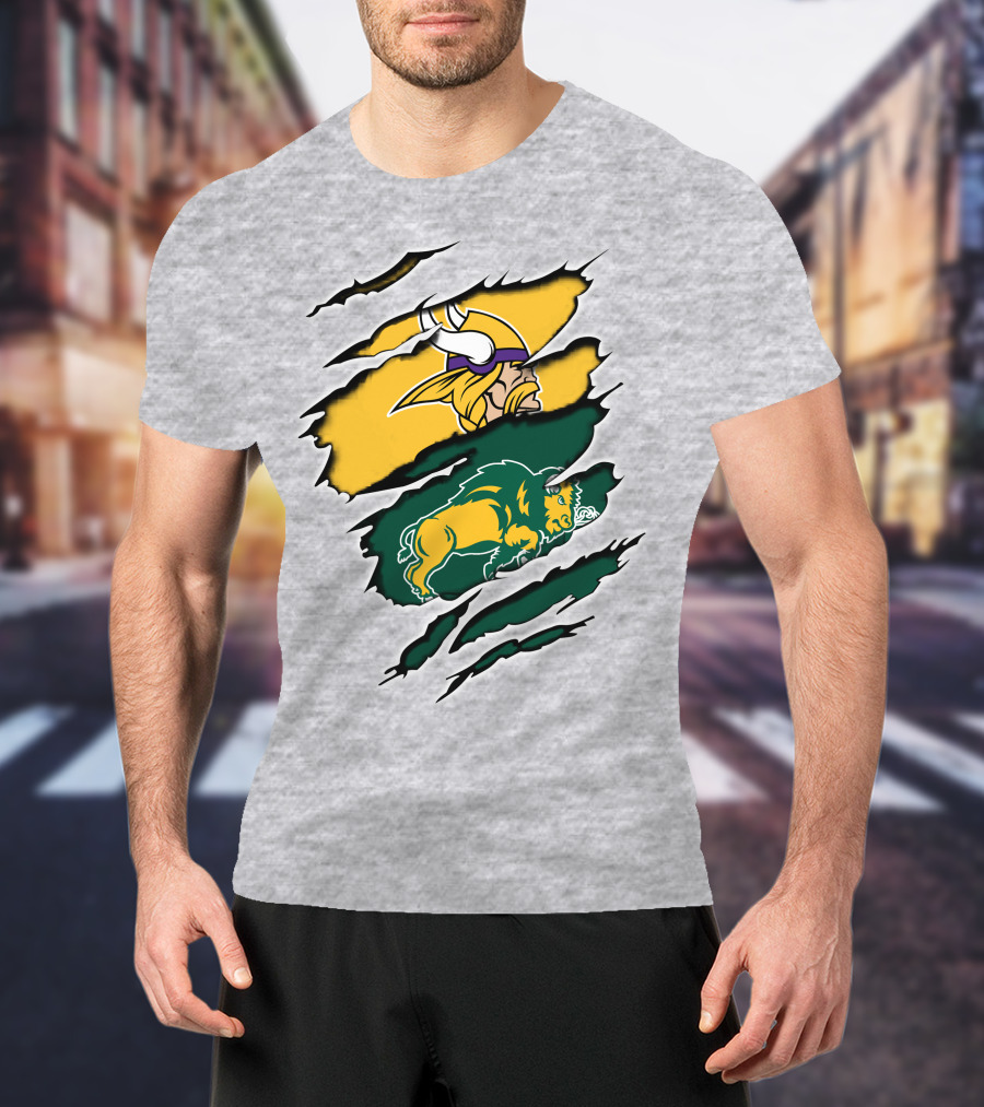 Minnesota Vikings North Dakota State Bison Claw Marks T-Shirt