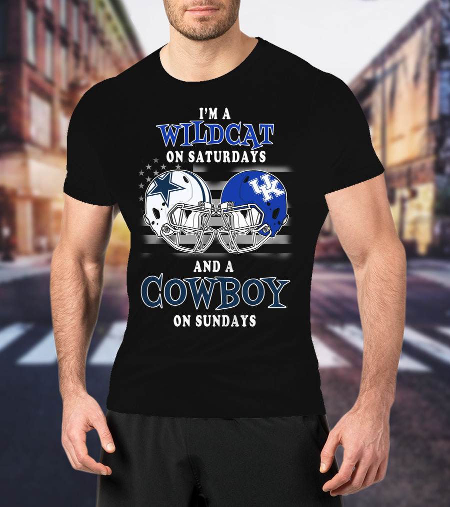 I'm A Wildcat On Saturdays And A Cowboy On Sundays Helmet Football T-Shirt