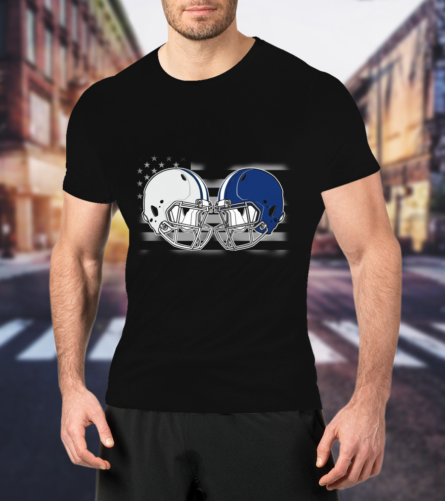 Cow Lions American Flag Football Helmets T-Shirt