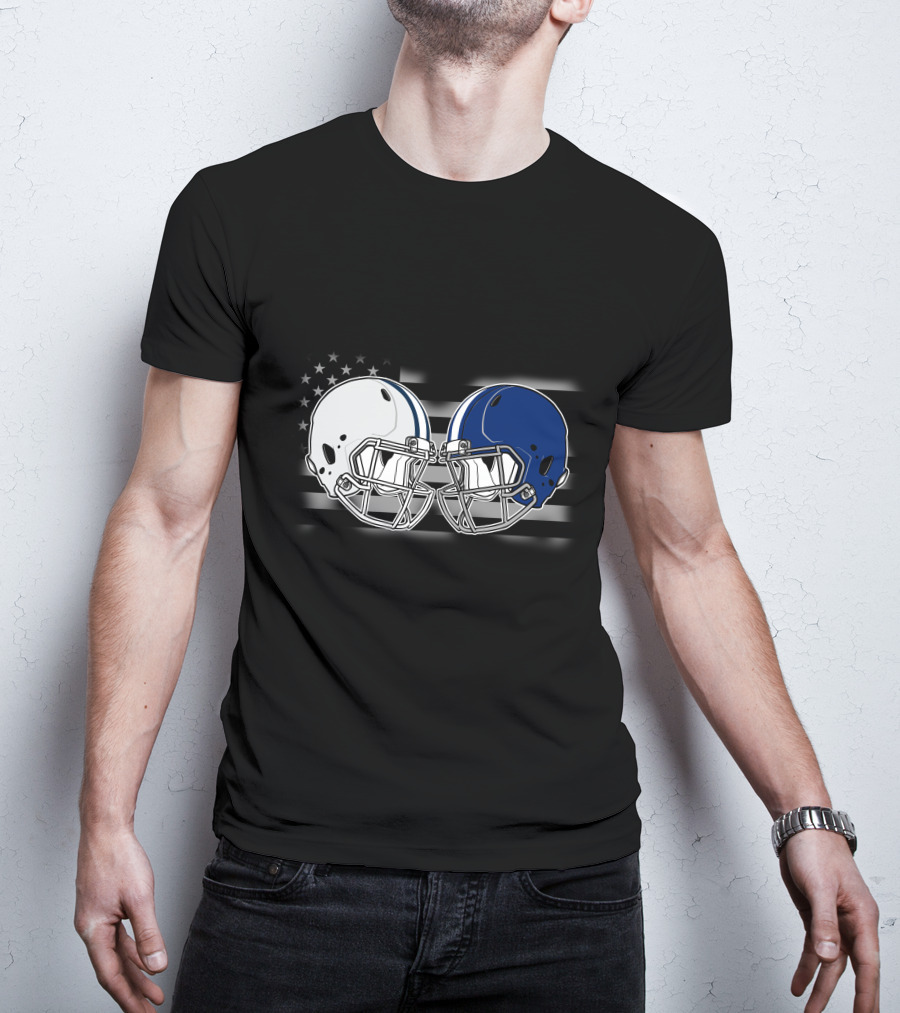 Cow Lions American Flag Football Helmets T-Shirt