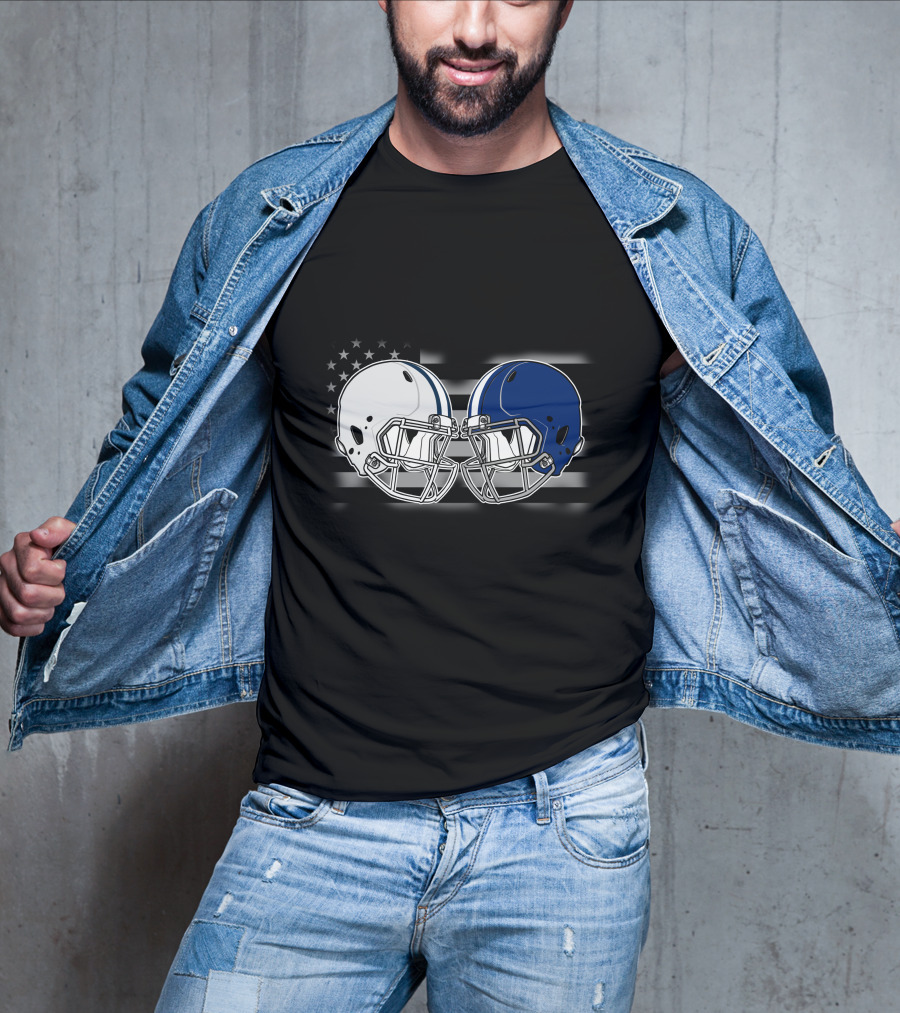 Cow Lions American Flag Football Helmets T-Shirt