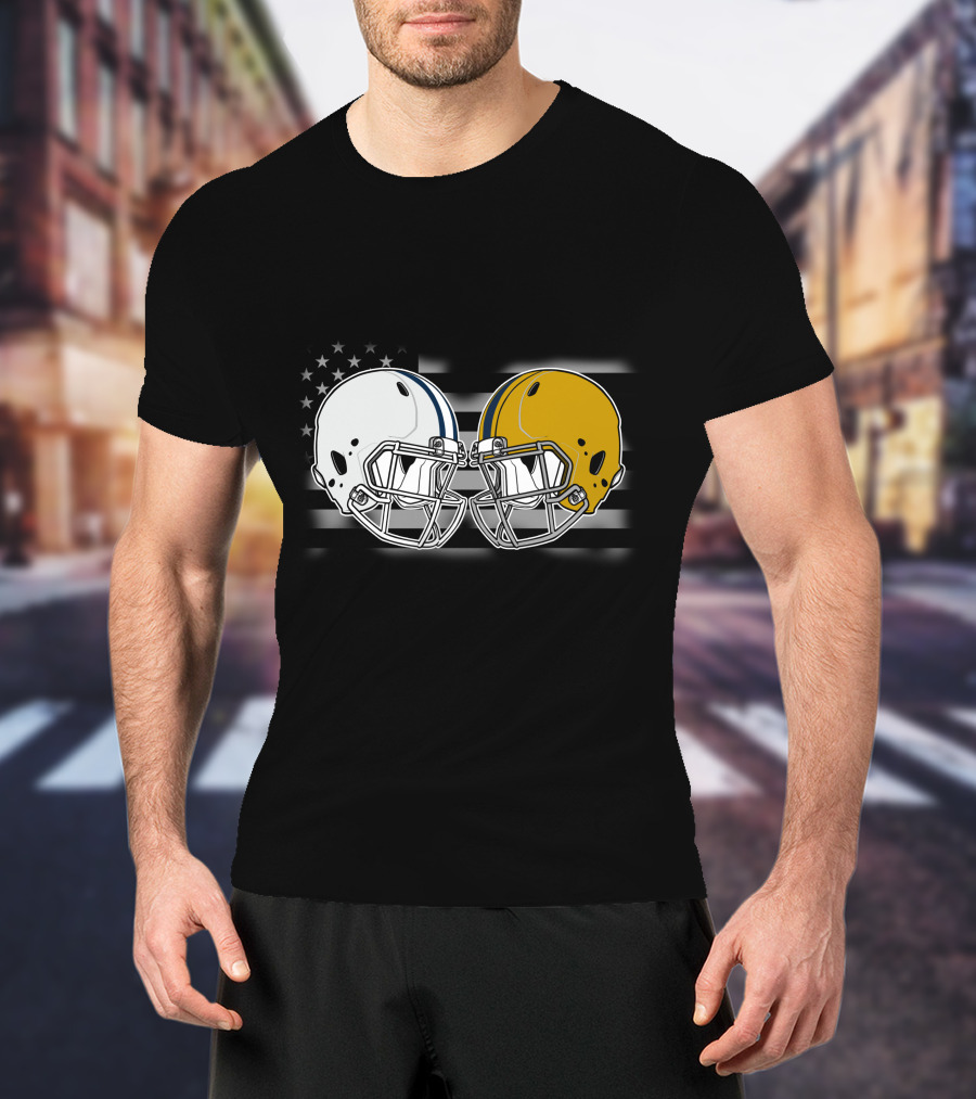 American Flag Football Helmets Cow Iris T-Shirt