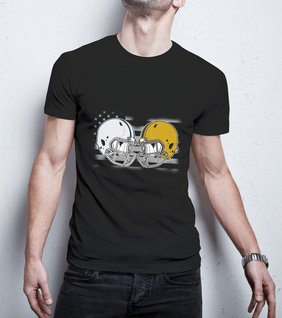 American Flag Football Helmets Cow Iris T-Shirt