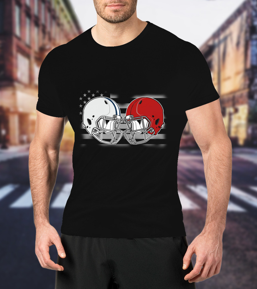 American Flag Football Helmets Clash T-Shirt