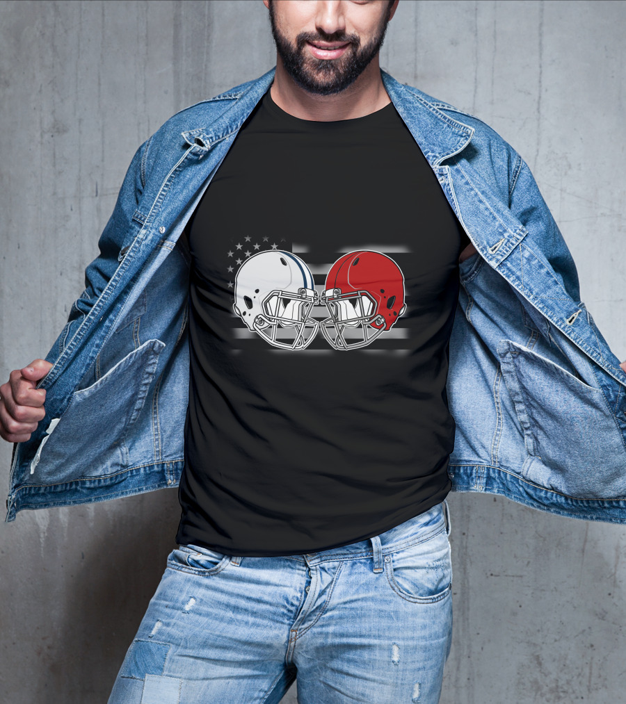 American Flag Football Helmets Clash T-Shirt