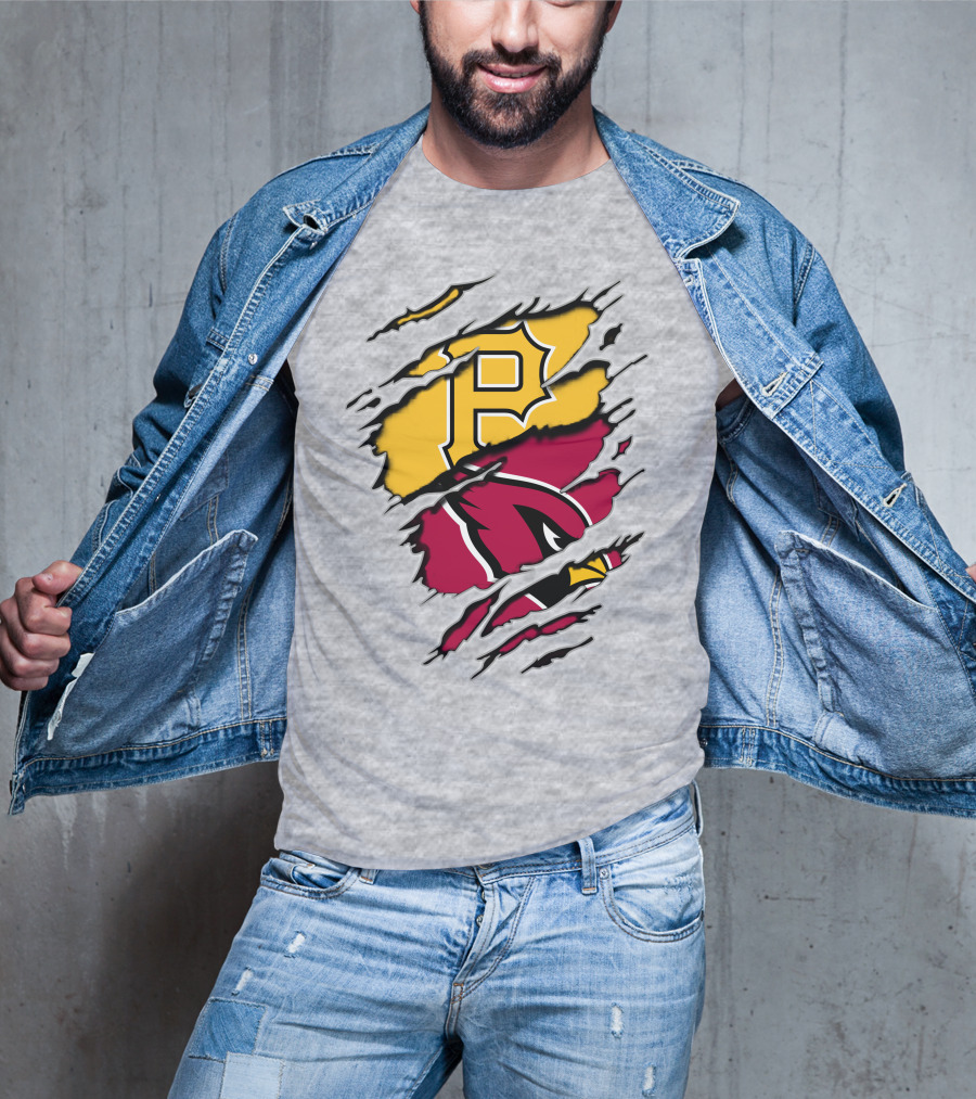 Cardinals Pirates Logos Ripped T-Shirt