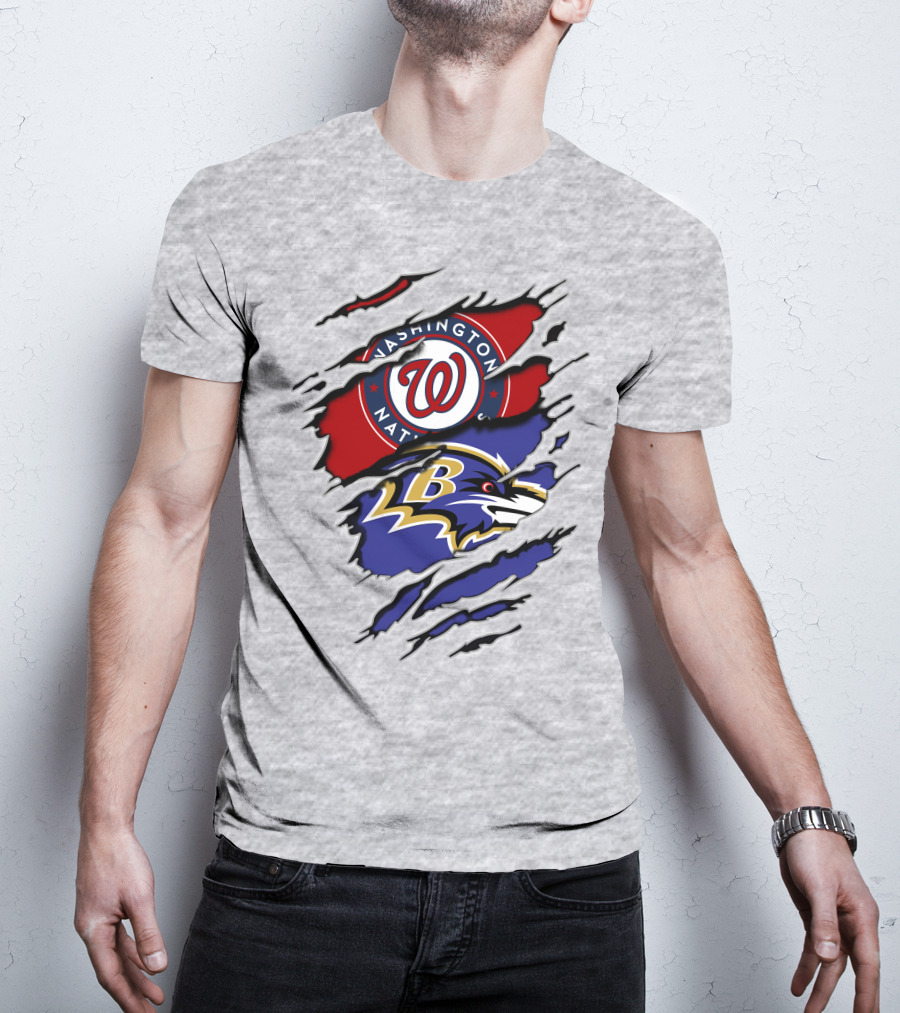 Washington Nationals Baltimore Ravens Logos T-Shirt