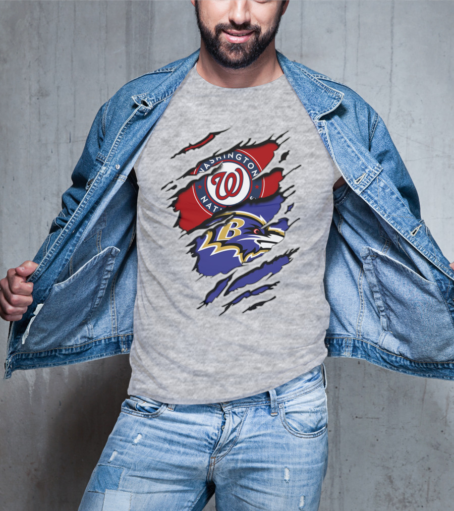 Washington Nationals Baltimore Ravens Logos T-Shirt