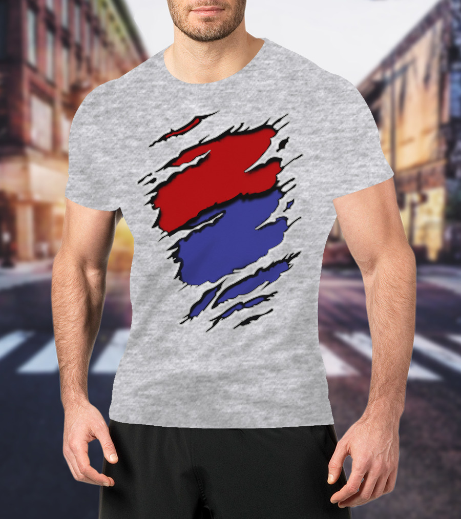Batimore Washington Team Colors Red Blue Claw Marks T-Shirt