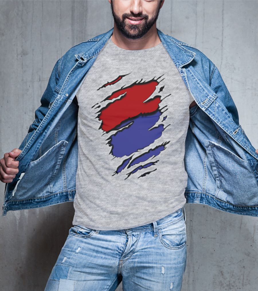 Batimore Washington Team Colors Red Blue Claw Marks T-Shirt