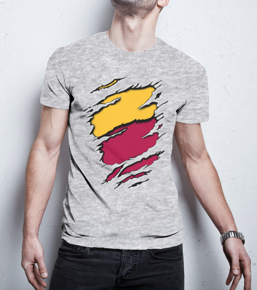 Cardinals Pirates Ripped Claw Marks Emblem Red Yellow Contrast T-Shirt
