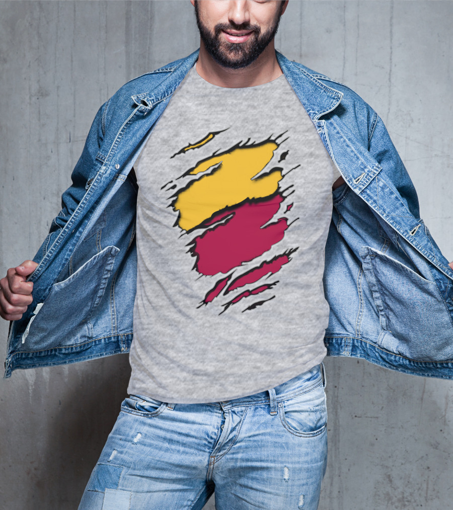 Cardinals Pirates Ripped Claw Marks Emblem Red Yellow Contrast T-Shirt