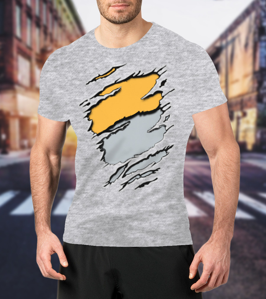 Raiders Athletics Gray And Gold Torn Texture T-Shirt