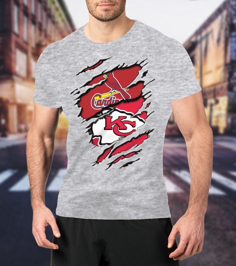 Cardinals Baseball Chiefs Football Fan Mashup T-Shirt