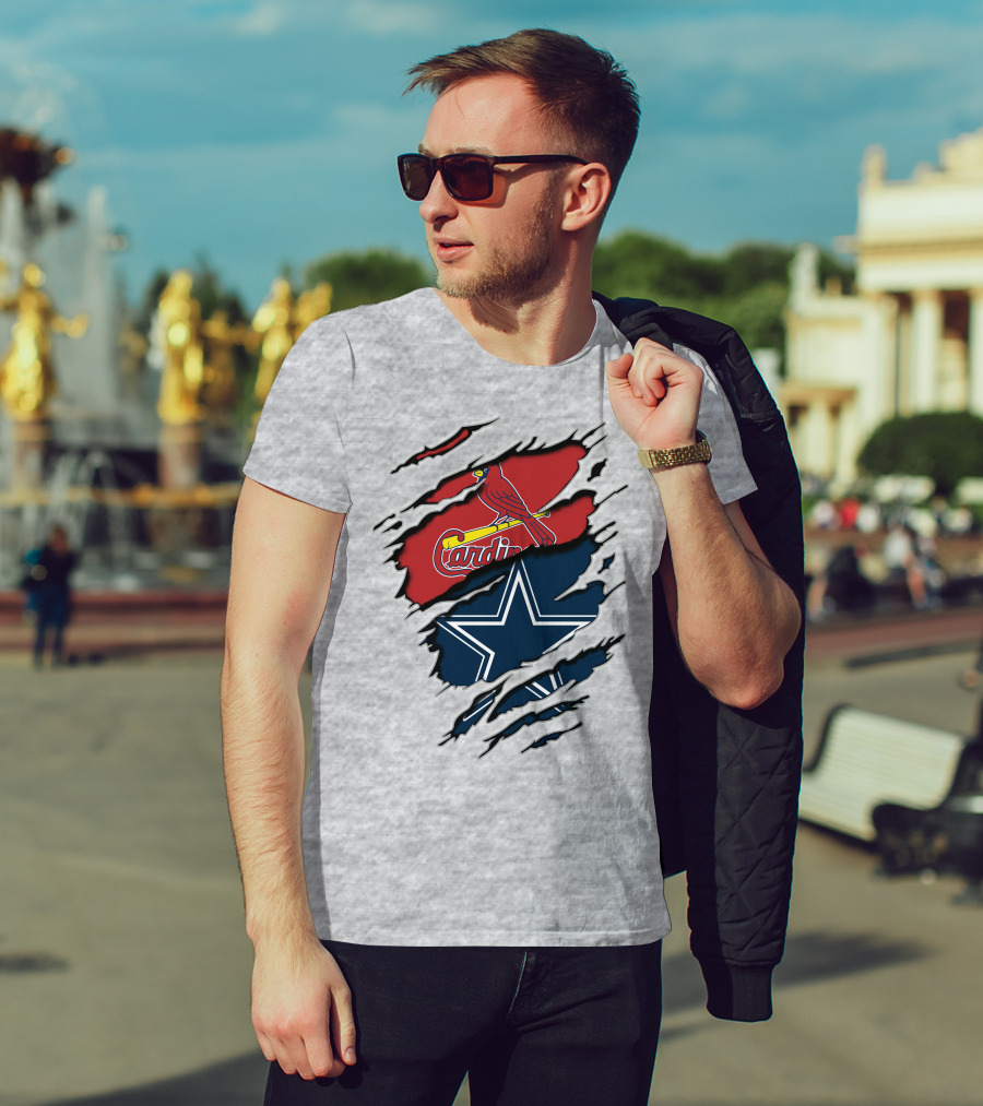 Cardinals Cowboys Logo Mashup T-Shirt