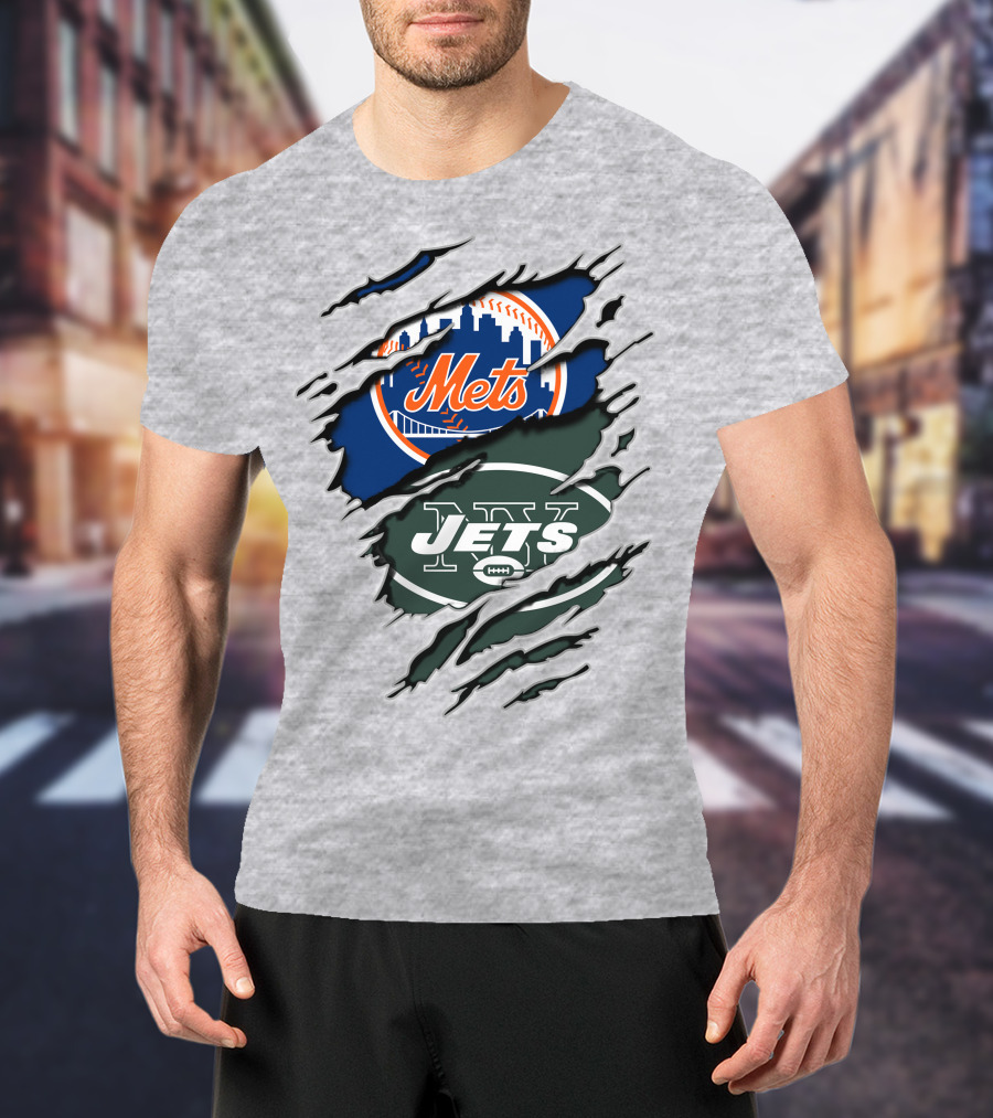 New York Mets Jets Crossover Logo T-Shirt