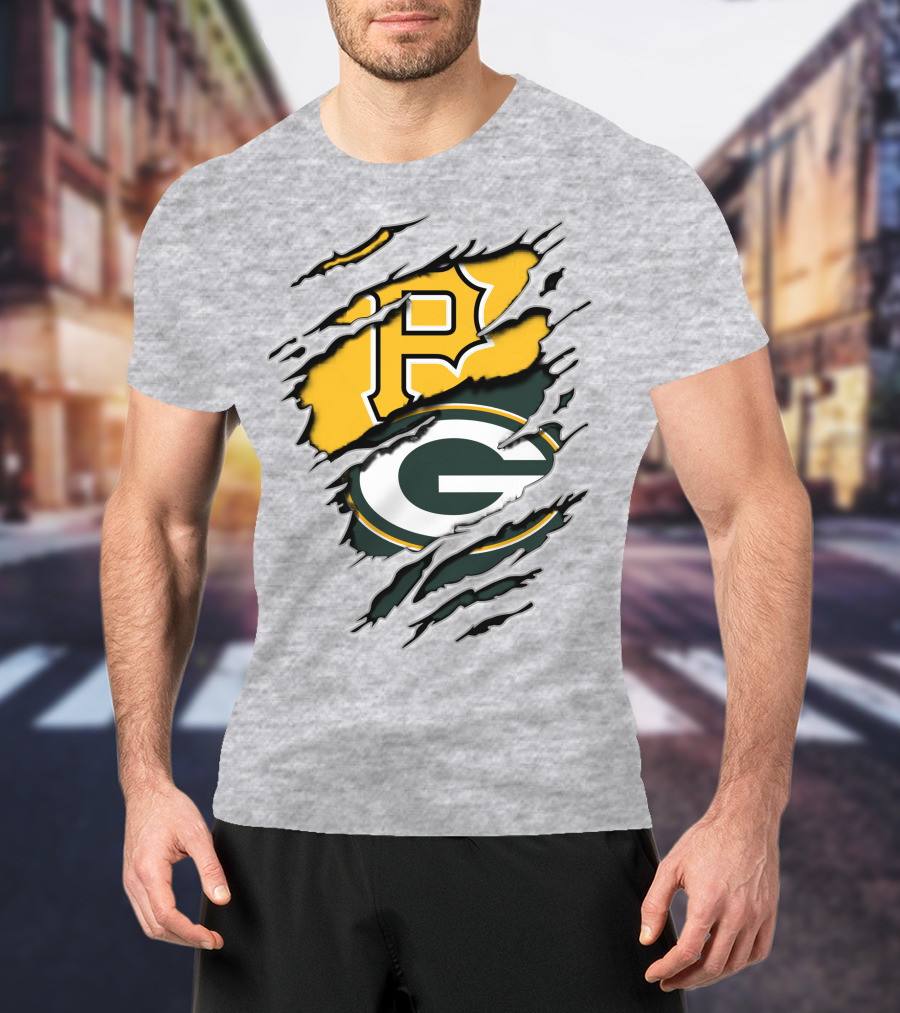 Pirates And Packers Dual Logo Mashup T-Shirt