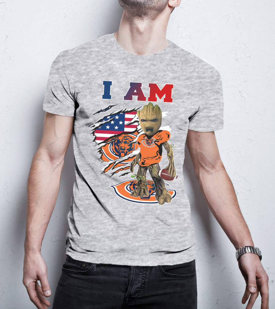 I Am Chicago Bears Groot Football American Flag T-Shirt