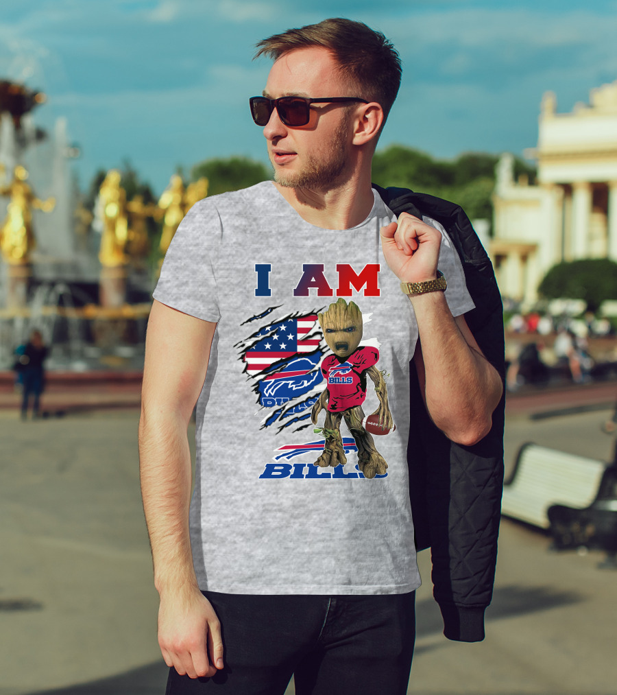 I Am Bills Buffalo Football Groot Usa Flag T-Shirt