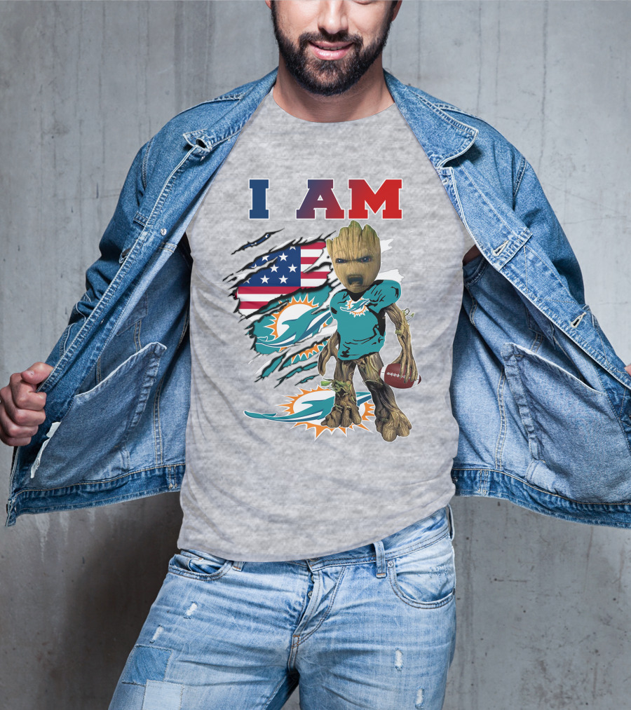 I Am Groot Miami Dolphins Nfl Football T-Shirt