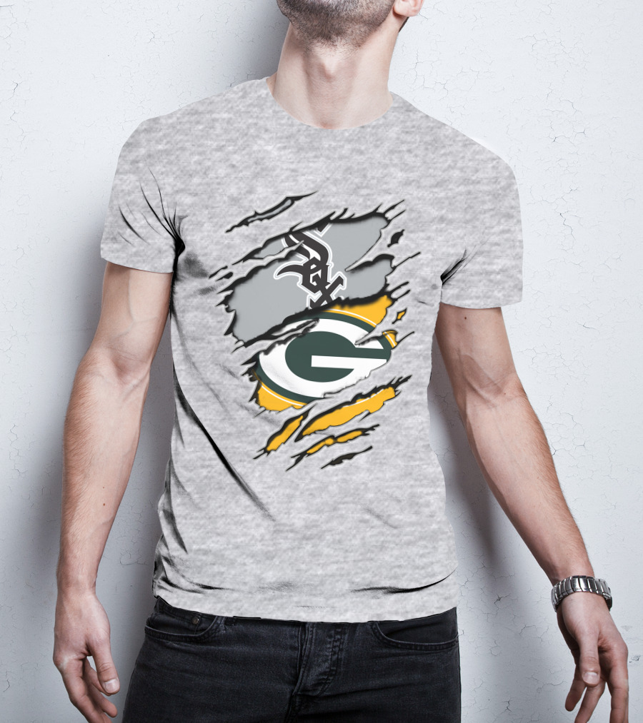 Packers White Sox Black And Green Rip Claw Marks T-Shirt