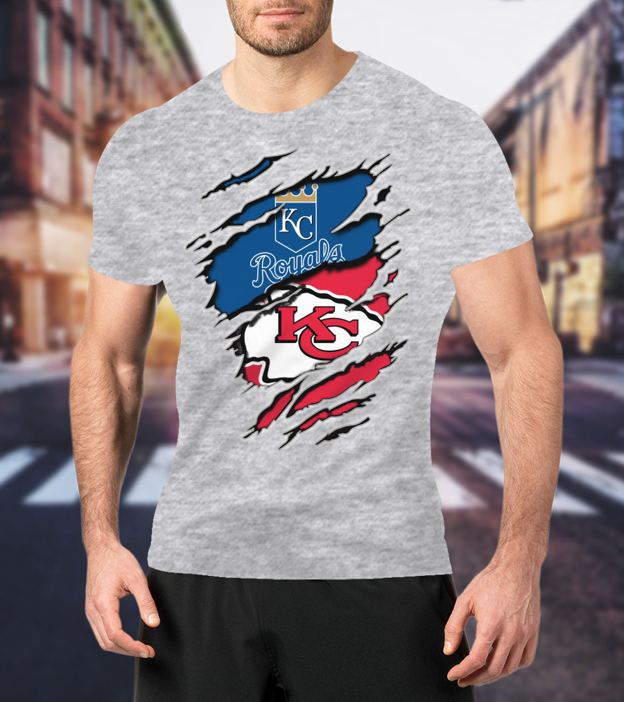 Kansas City Chiefs Royals Kc Logo Fusion T-Shirt