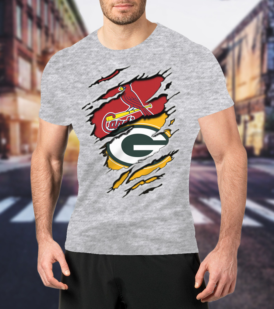 Green Bay Packers Arizona Cardinals Baseball Football Logo Mashup T-Shirt
