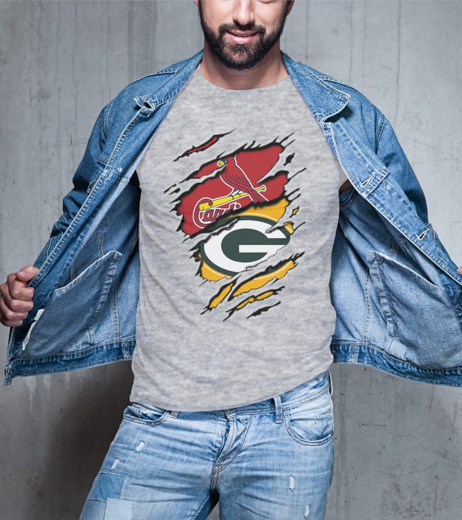 Green Bay Packers Arizona Cardinals Baseball Football Logo Mashup T-Shirt