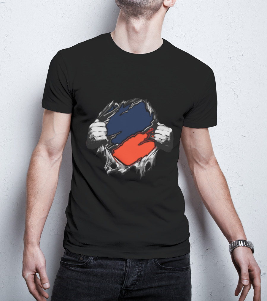 Bro Yan Blue Orange Ripped T-Shirt