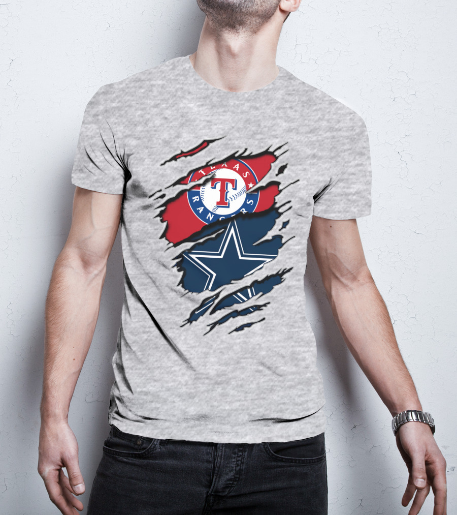 Texas Rangers Dallas Cowboys Logo Mashup T-Shirt