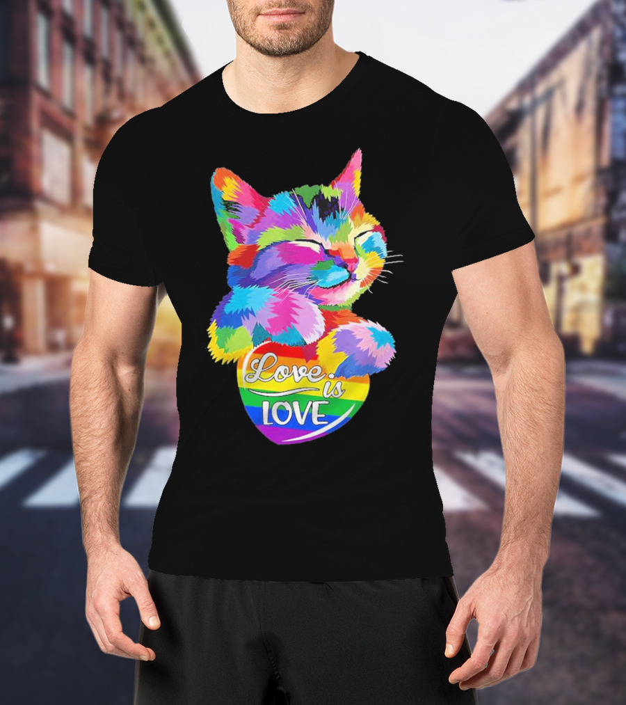 Love Is Love Rainbow Cat T-Shirt