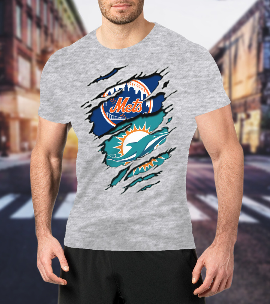 Mets Dolphins Crossover Sports Fan T-Shirt