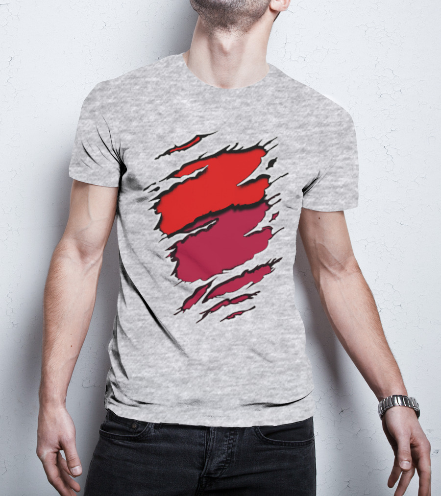 Bucc Ala Rip Scratch Claw Marks Red And Burgundy T-Shirt