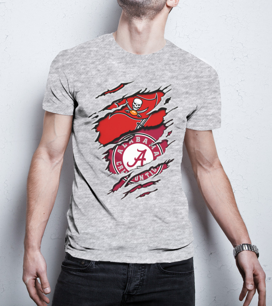 Alabama Crimson Tide Tampa Bay Buccaneers Ripped Flag Fusion T-Shirt