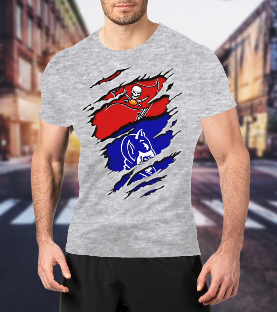 Buccaneers Duke Pirate Flag And Blue Devil Fusion T-Shirt