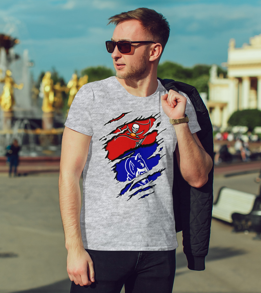 Buccaneers Duke Pirate Flag And Blue Devil Fusion T-Shirt