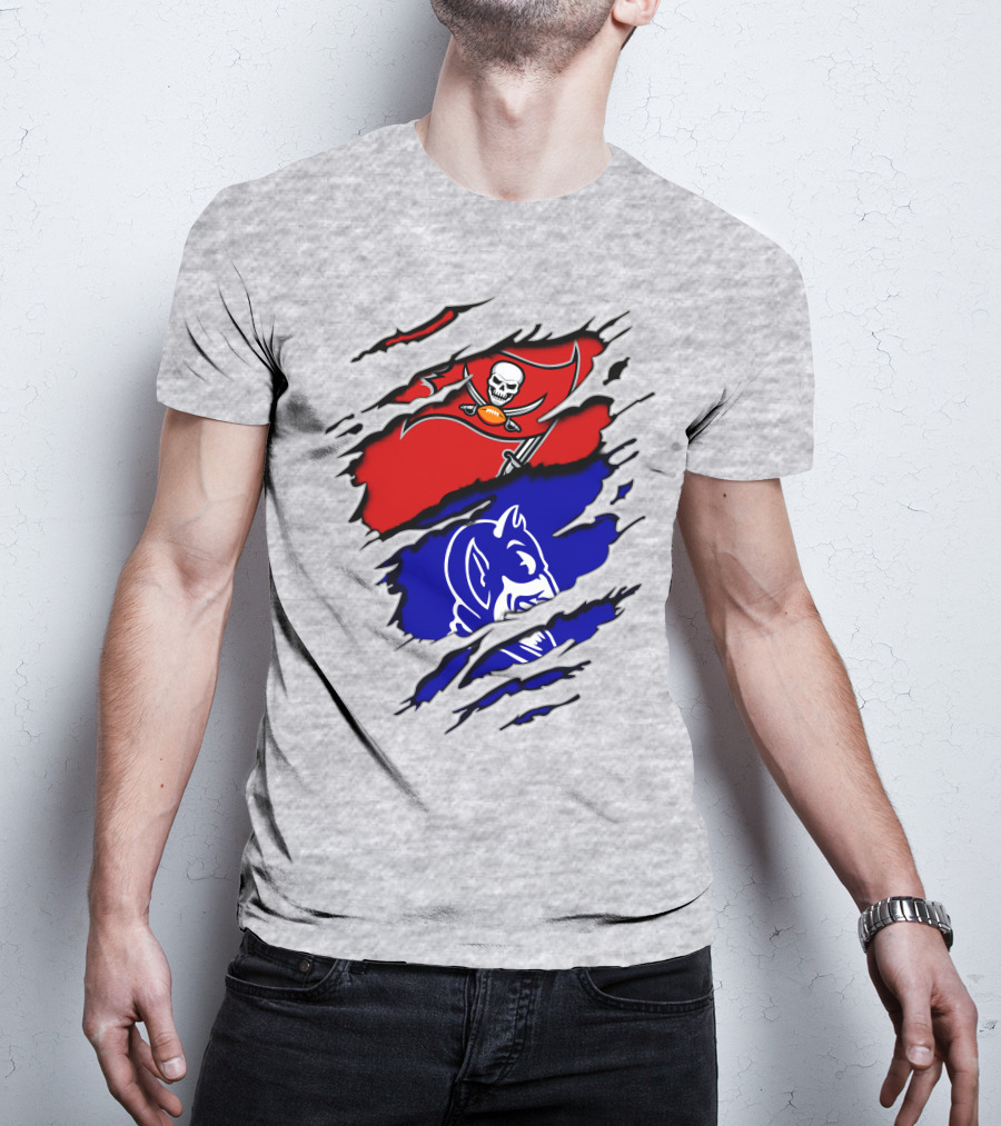 Buccaneers Duke Pirate Flag And Blue Devil Fusion T-Shirt