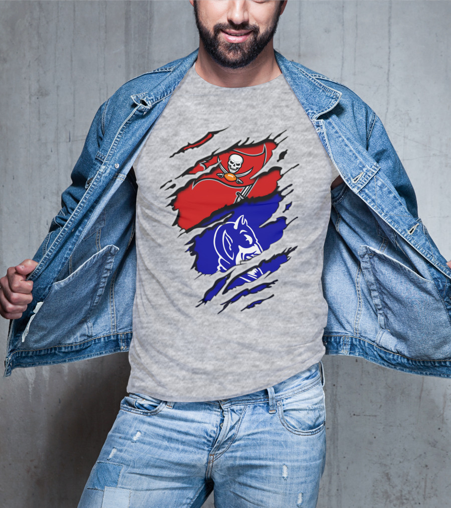 Buccaneers Duke Pirate Flag And Blue Devil Fusion T-Shirt