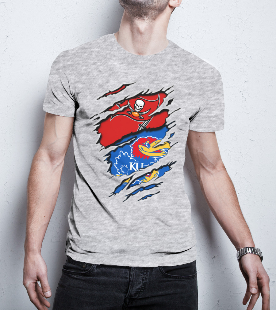 Buccaneers Jayhawks KU Rip Torn Gray T-Shirt