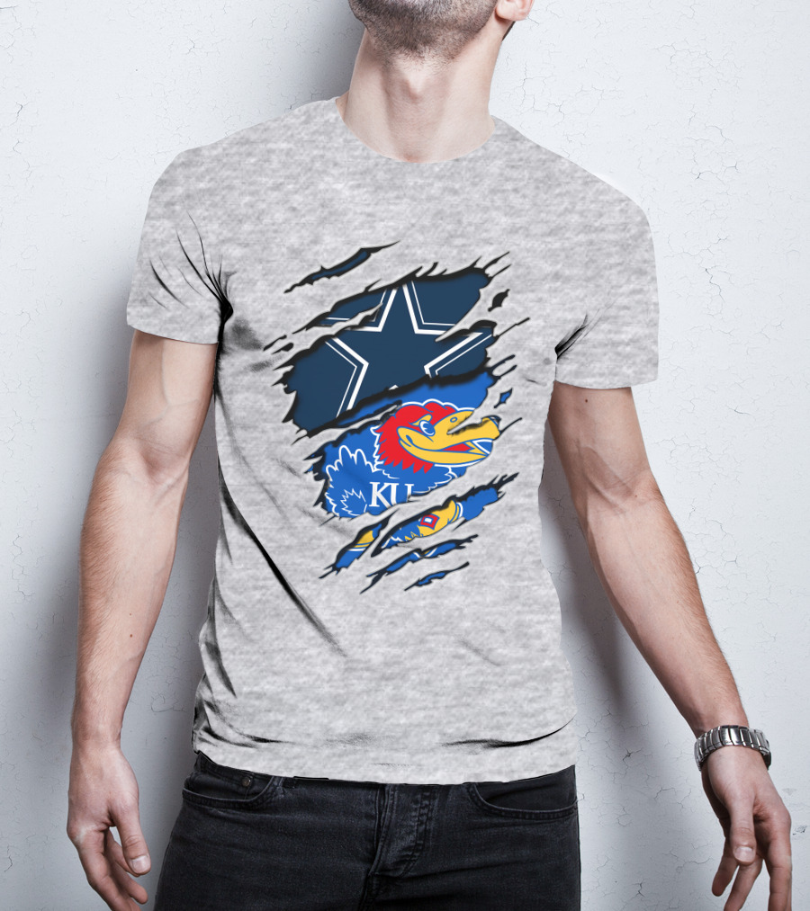 Kansas Cowboys Jayhawks KU Star Blue Red T-Shirt
